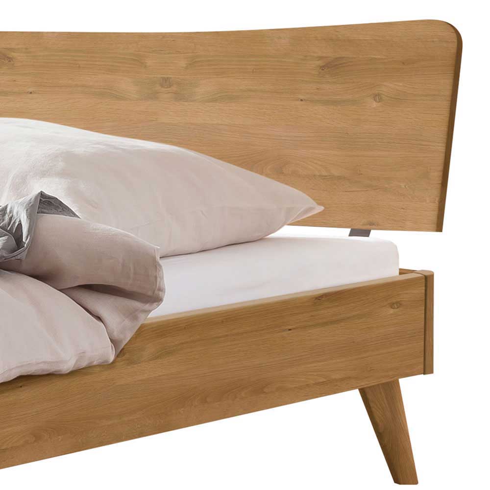 Wildeiche Massivholz Doppelbett Adrano in modernem Design optional mit Ablagen