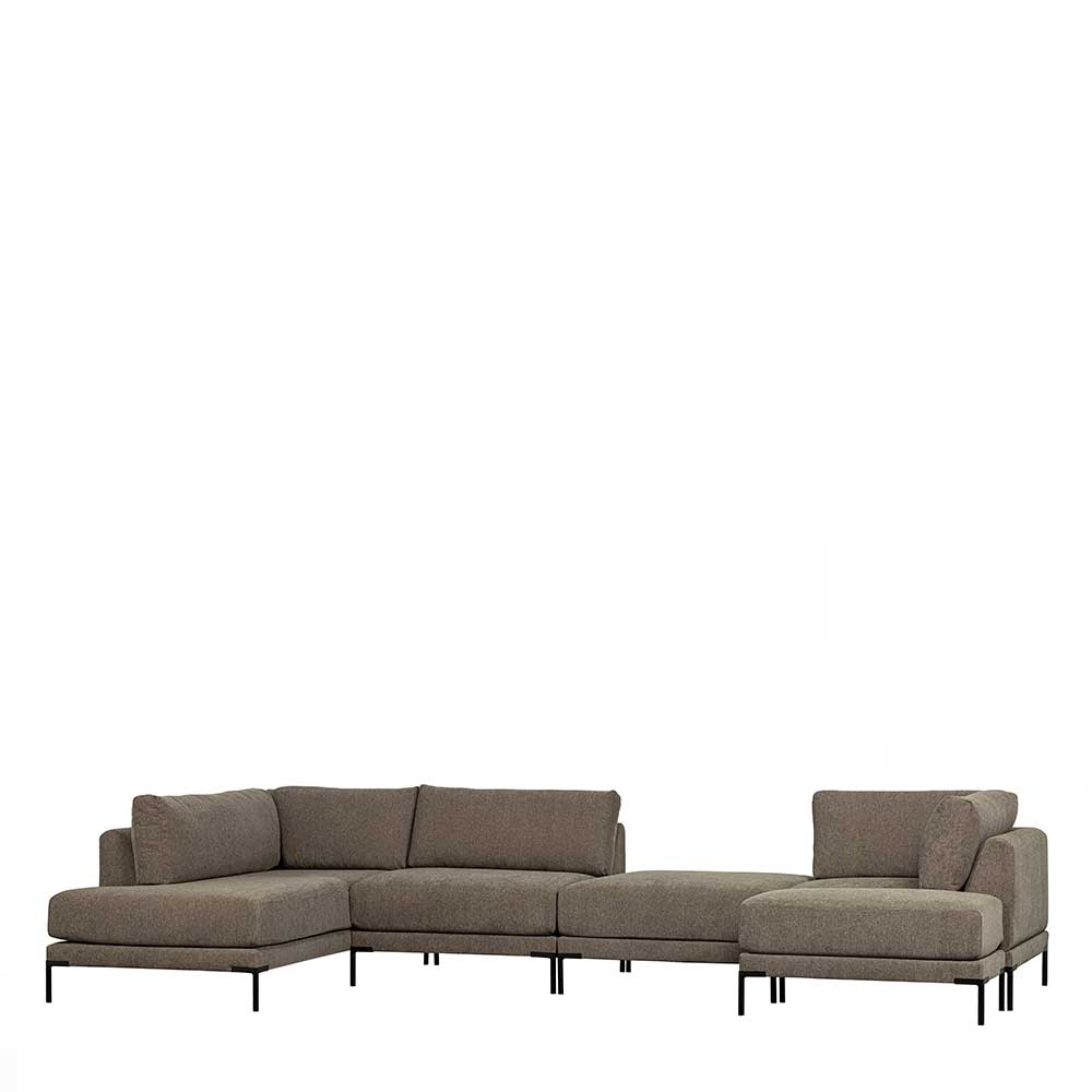 Modul Couch Chaiselongue Udjaca in Taupe mit Vierfußgestell aus Metall