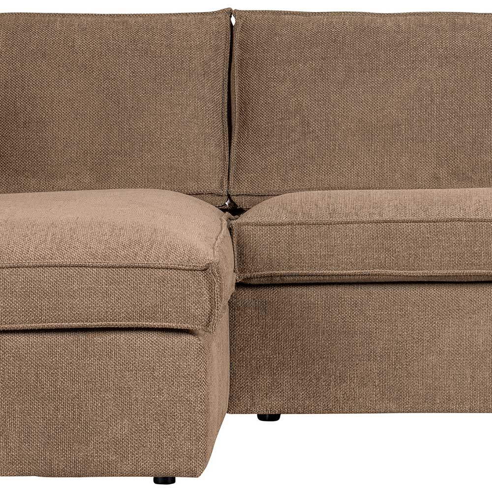 Wohnzimmercouch Prattl in Hellbraun Webstoff 42 cm Sitzhöhe