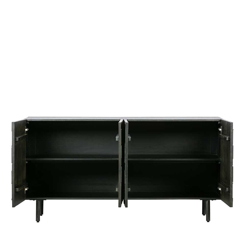 Design Sideboard Oledaos in Schwarz mit geschnitzter Front