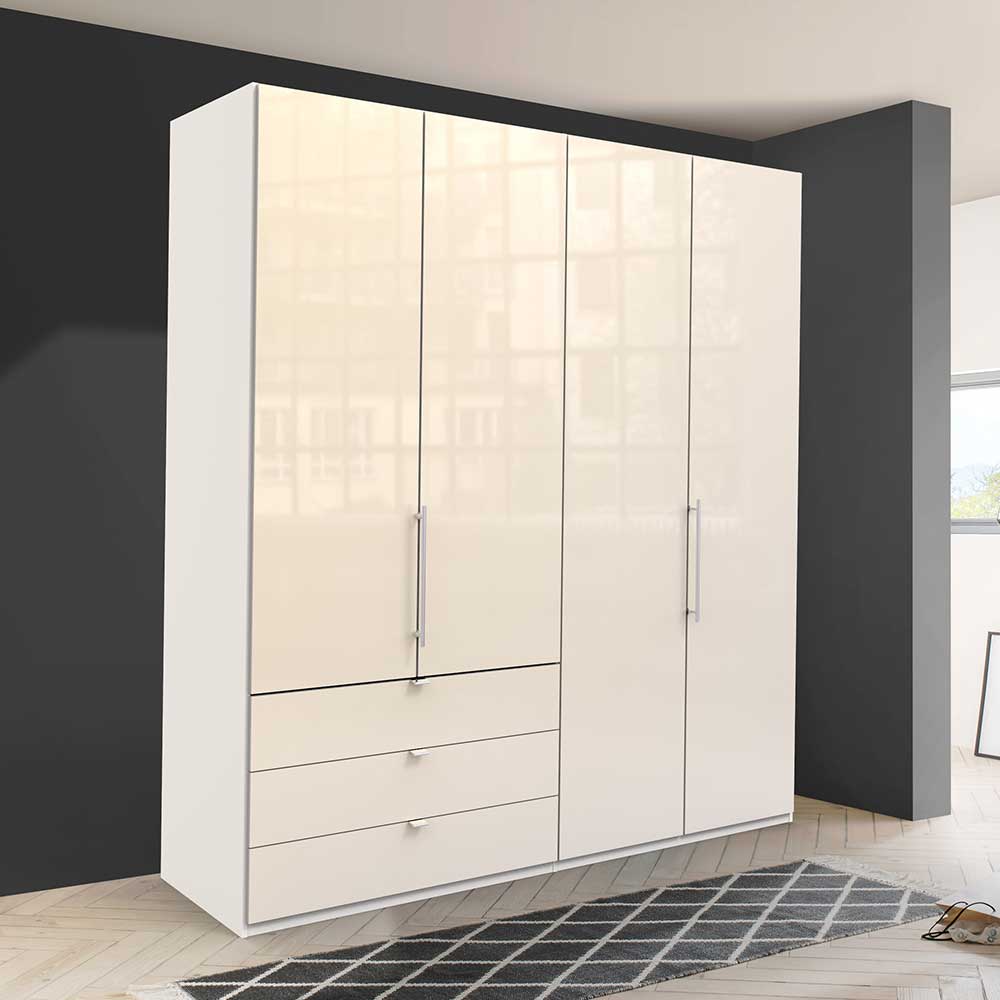 Geräumiger Schlafzimmerschrank Invelita in Creme Weiß mit 2 Falttüren