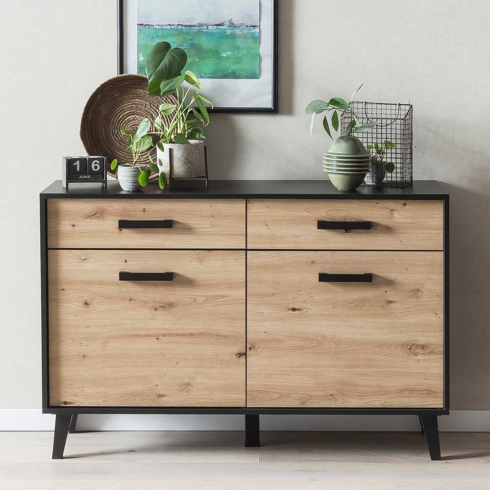 Sideboard modern Liazuria 2 Türen 2 Schubladen 85 cm hoch