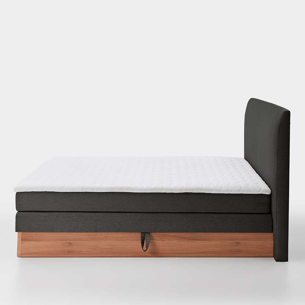 Boxspring Bett Bostan mit Bettkasten in Anthrazit & Walnussfarben