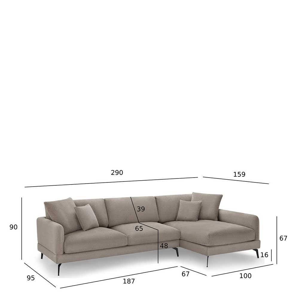 Skandi Design Ecksofa Rigori in Beige 290 cm breit