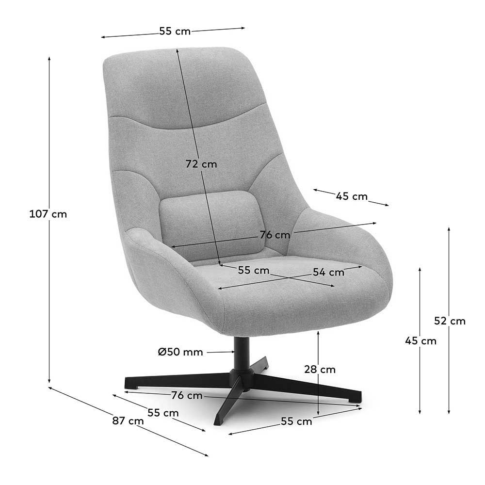 Ergonomischer Drehsessel Tagalog in Senfgelb und Schwarz aus Boucle und Metall