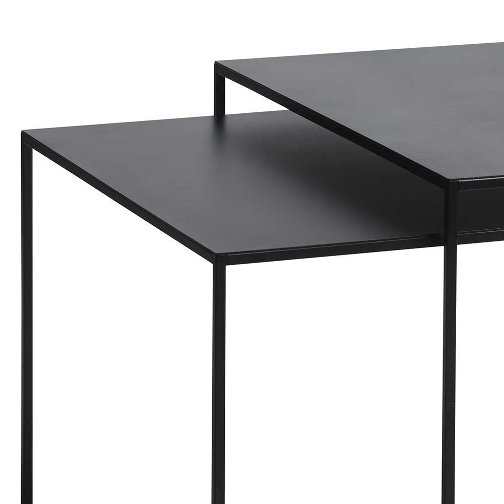 Couchtisch Satz Gaspers mit Metallplatten in Schwarz (dreiteilig)